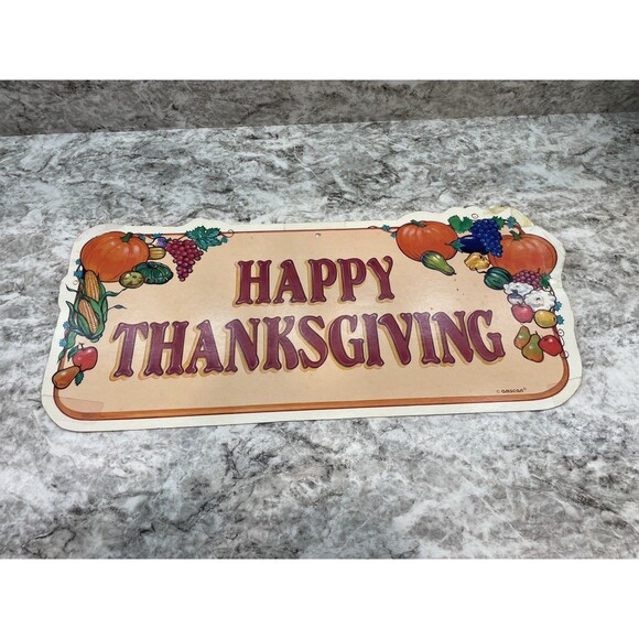 7 Vintage Amscan Thanksgiving Cardboard Cutouts Die Cut Pilgrims Pumpkins Turkey - Picture 4 of 11